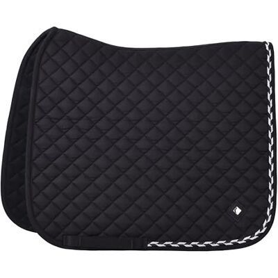 Imperial Riding IRH Basic Cotton DR Dressage Saddle Cloth with Diamond Quilting, Glitter Piping and Metal Logo, Black, Pony Imperial Riding IRH Basic Cotton DR Dressage Saddle Cloth with Diamond Quilting, Glitter Piping and Metal Logo, Black, Pony