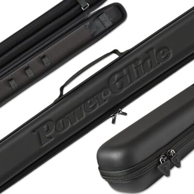 POWERGLIDE Snooker Pool or Billiard Cue Case Svartur Modern Design Soft Touch EVA Handle & Shoulder Strap Protective Foam Interior Accessory Pockets to Fit 2-Piece Cue POWERGLIDE Snooker Pool or Billiard Cue Case Svartur Modern Design Soft Touch EVA Handle & Shoulder Strap Protective Foam Interior Accessory Pockets to Fit 2-Piece Cue