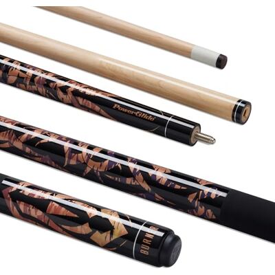 POWERGLIDE One 2-Piece Pool Cue Stick Maple Wood Shaft & Ramin Butt with Decal Pool Joint with Plastic Collar Full Size 57 POWERGLIDE One 2-Piece Pool Cue Stick Maple Wood Shaft & Ramin Butt with Decal Pool Joint with Plastic Collar Full Size 57