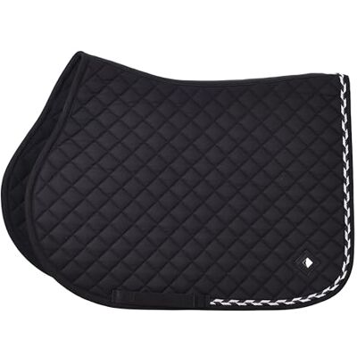 Imperial Riding IRH Basic Cotton VS Saddle Cloth with Diamond Quilting, Glitter Piping and Metal Logo, Black, Pony Imperial Riding IRH Basic Cotton VS Saddle Cloth with Diamond Quilting, Glitter Piping and Metal Logo, Black, Pony