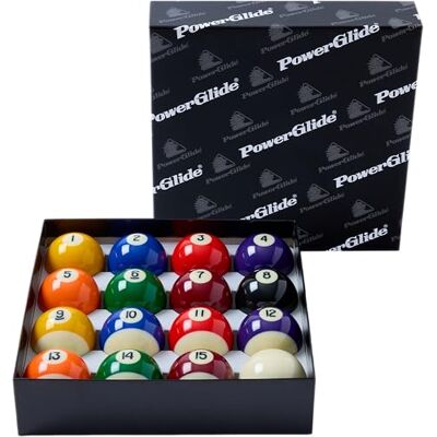 POWERGLIDE Pool Balls 1 7/8in Spots & Stripes Resin Ball Set POWERGLIDE Pool Balls 1 7/8in Spots & Stripes Resin Ball Set