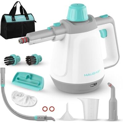 HAUSHOF Steam Cleaner Handheld Device 450ml, 1200W Hand Steam Cleaner with 8 Accessories, 3 Bar Steam Pressure for Softening Dirt and Grease From Floors, Windows, Kitchens, Toilets, Cars HAUSHOF Steam Cleaner Handheld Device 450ml, 1200W Hand Steam Cleaner with 8 Accessories, 3 Bar Steam Pressure for Softening Dirt and Grease From Floors, Windows, Kitchens, Toilets, Cars