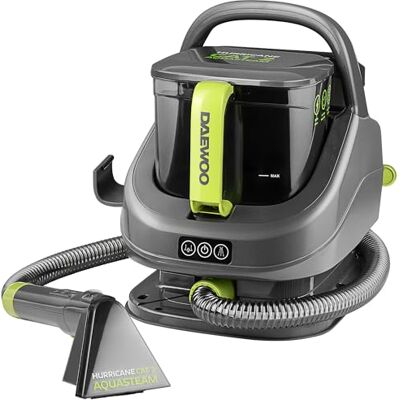 Daewoo Hurricane CAT 2 Aquastream Spot Washer – 3 Mode Steam, Hot & Cold Water Upholstery & Carpet Cleaner with Multitool, Self-Cleaning Hose & Dual Tank System, 1400ml Capacity Daewoo Hurricane CAT 2 Aquastream Spot Washer – 3 Mode Steam, Hot & Cold Water Upholstery & Carpet Cleaner with Multitool, Self-Cleaning Hose & Dual Tank System, 1400ml Capacity