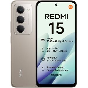 Xiaomi Redmi 15, Smartphone 8+256GB, 6.9" FHD+ 144Hz DotDisplay, Snapdragon 685, 50MP AI dual camera, 7000mAh Battery,Titanium, Charger Not Included Xiaomi Redmi 15, Smartphone 8+256GB, 6.9" FHD+ 144Hz DotDisplay, Snapdragon 685, 50MP AI dual camera, 7000mAh Battery,Titanium, Charger Not Included