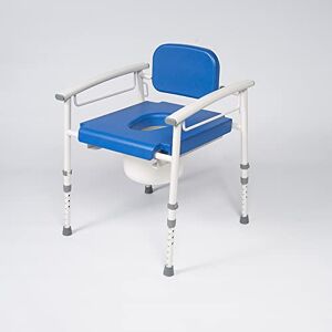 NRS Healthcare Nuvo Petite Paediatric Children's Height & Width Adjustable Commode with Padded Seat and Backrest, White and Blue NRS Healthcare Nuvo Petite Paediatric Children's Height & Width Adjustable Commode with Padded Seat and Backrest, White and Blue