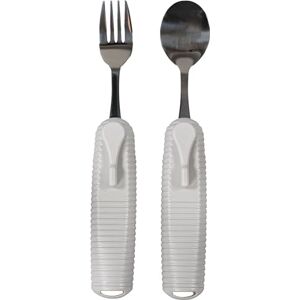 Aidapt Adaptive Large Handled Fork and Spoon Set Utensils with Multi Angled Head Adjustment for Use Arthritis, Disabled, Elderly Aidapt Adaptive Large Handled Fork and Spoon Set Utensils with Multi Angled Head Adjustment for Use Arthritis, Disabled, Elderly