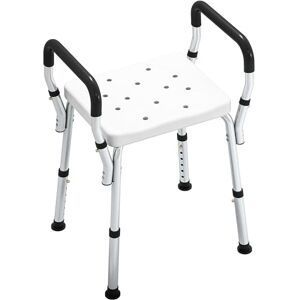 HOMCOM Portable Shower Stool, Non-Slip Shower Chair with Adjustable Height, Rust-Free Aluminium Bath Chair for Elderly, Disabled, White HOMCOM Portable Shower Stool, Non-Slip Shower Chair with Adjustable Height, Rust-Free Aluminium Bath Chair for Elderly, Disabled, White