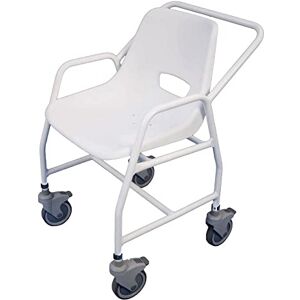 Aidapt Height Adjustable Mobile Shower Chair with Locking Castors, Hand Grips and Push Bar. For Elderly, Disabled, Pregnant or Unsteady on their Feet Users Aidapt Height Adjustable Mobile Shower Chair with Locking Castors, Hand Grips and Push Bar. For Elderly, Disabled, Pregnant or Unsteady on their Feet Users