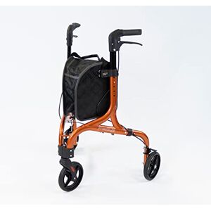 NRS Healthcare Modern Folding Ultra Lightweight 5 kg (11lb) 3 Wheeled Freestyle Rollator, Locking Brakes, Height Adjustable, Removable Bag – S23459, Orange NRS Healthcare Modern Folding Ultra Lightweight 5 kg (11lb) 3 Wheeled Freestyle Rollator, Locking Brakes, Height Adjustable, Removable Bag – S23459, Orange