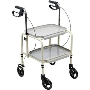 NRS Healthcare Home Helper Wheeled Trolley with Brakes for Support & Stability, Optimum to Safely Transfer Meals, Drinks etc in the Home, Height Adjustable & Easy to Clean Removable Trays NRS Healthcare Home Helper Wheeled Trolley with Brakes for Support & Stability, Optimum to Safely Transfer Meals, Drinks etc in the Home, Height Adjustable & Easy to Clean Removable Trays