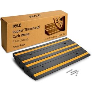 Pyle Rubber Curb Ramp, Heavy Duty Non-Slip Portable Ramp for Shed, Steps, Driveway or Pavement, Marine Grade Waterproof with Green Reflective Strip for Vehicles, RVs, Wheelchairs Pyle Rubber Curb Ramp, Heavy Duty Non-Slip Portable Ramp for Shed, Steps, Driveway or Pavement, Marine Grade Waterproof with Green Reflective Strip for Vehicles, RVs, Wheelchairs