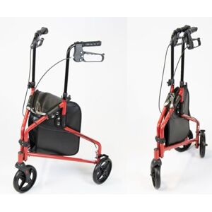 NRS Healthcare 3 Wheel Steel Rollator Walker Walking Aid with Bag, & Lockable Brakes, Folding & Height Adjustable – Red NRS Healthcare 3 Wheel Steel Rollator Walker Walking Aid with Bag, & Lockable Brakes, Folding & Height Adjustable – Red