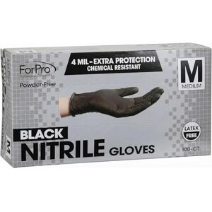 ForPro Professional Collection ForPro Disposable Nitrile Gloves, Chemical Resistant, Powder-Free, Latex-Free, Non-Sterile, Food Safe, 4 Mil, Black, Medium, 100-Count ForPro Professional Collection ForPro Disposable Nitrile Gloves, Chemical Resistant, Powder-Free, Latex-Free, Non-Sterile, Food Safe, 4 Mil, Black, Medium, 100-Count