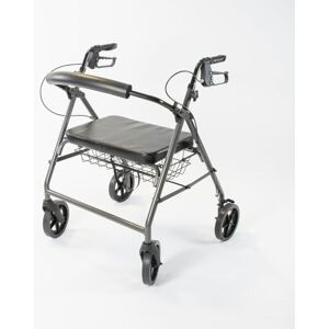 NRS Healthcare Heavy Duty Bariatric Aluminium 4 Wheel Rollator Walking Aid with Seat and Basket Grey NRS Healthcare Heavy Duty Bariatric Aluminium 4 Wheel Rollator Walking Aid with Seat and Basket Grey