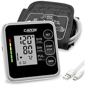 CAZON Blood Pressure Monitor Cuff Upper Arm Blood Pressure Machine Home Use BP Device Automatic Heart Pulse Rate Monitoring Meter with Cuff 22-40cm, 2×120 Sets Memory (Black) CAZON Blood Pressure Monitor Cuff Upper Arm Blood Pressure Machine Home Use BP Device Automatic Heart Pulse Rate Monitoring Meter with Cuff 22-40cm, 2×120 Sets Memory (Black)
