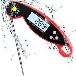 CGZZ Thermometer, Digital Meat Thermometer, Red, 4.6'' Folding Probe, 2-3S Instant Read Backlight and Magnet, IP67 Waterproof CGZZ Thermometer, Digital Meat Thermometer, Red, 4.6'' Folding Probe, 2-3S Instant Read Backlight and Magnet, IP67 Waterproof