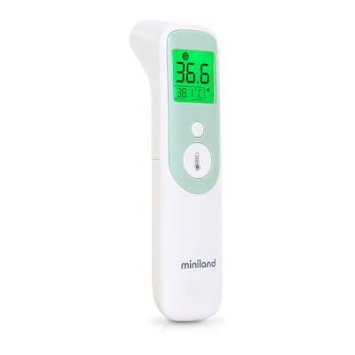 Miniland Thermosense Plus, 3-in-1 Digital Thermometer (Forehead + Ear + Liquids), Accurate 1-Second Reading, Baby Thermometer with Automatic Detection, Fever Indicator, 40 Memory Records Miniland Thermosense Plus, 3-in-1 Digital Thermometer (Forehead + Ear + Liquids), Accurate 1-Second Reading, Baby Thermometer with Automatic Detection, Fever Indicator, 40 Memory Records