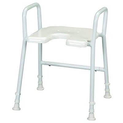 Homecraft Shower Stool White Line With Arms, Provides Extra Support Homecraft Shower Stool White Line With Arms, Provides Extra Support