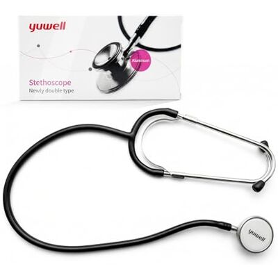yuwell Stethoscope for Nurses, Doctors, Adults, Med Students, Lightweight and Aluminum Double Head Flexible, Black Tube, Stethoscope Home Use Medical Supplies yuwell Stethoscope for Nurses, Doctors, Adults, Med Students, Lightweight and Aluminum Double Head Flexible, Black Tube, Stethoscope Home Use Medical Supplies