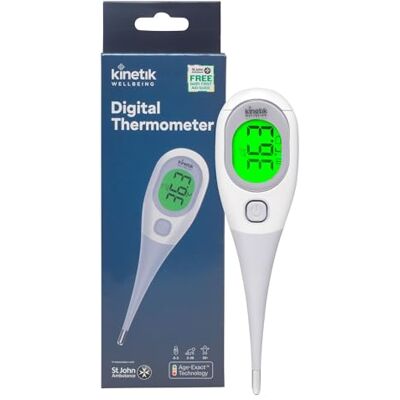 Kinetik Medical Kinetik Wellbeing Digital Thermometer, Colour Coded, Age-Exact Fever Alert Kinetik Medical Kinetik Wellbeing Digital Thermometer, Colour Coded, Age-Exact Fever Alert