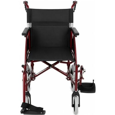 Days Swift Attendant Propelled Wheelchair, Lightweight Foldable Mobility Aid for Physically Impaired, Handicapped and Elderly Users, Cool Silver, 46cm, Burgundy Days Swift Attendant Propelled Wheelchair, Lightweight Foldable Mobility Aid for Physically Impaired, Handicapped and Elderly Users, Cool Silver, 46cm, Burgundy