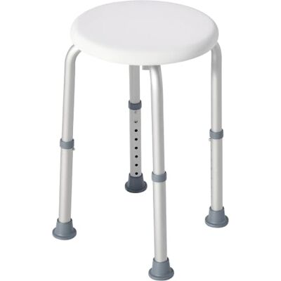 HOMCOM Shower Chair Adjustable Height Shower Stool Seat for Elderly White Aluminium Frame, Non-Slip Feet, Bathtub Stool Seat, Disabled Handicap HOMCOM Shower Chair Adjustable Height Shower Stool Seat for Elderly White Aluminium Frame, Non-Slip Feet, Bathtub Stool Seat, Disabled Handicap