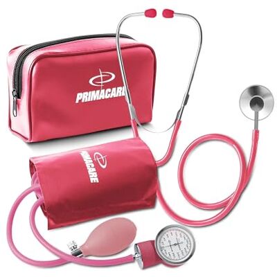 Primacare Medical DS-9197-PK Professional Classic Series Manual Adult Size Blood Pressure Kit, Emergency Bp kit with Stethoscope and Portable Leatherette Case, Nylon Cuff, Pink Primacare Medical DS-9197-PK Professional Classic Series Manual Adult Size Blood Pressure Kit, Emergency Bp kit with Stethoscope and Portable Leatherette Case, Nylon Cuff, Pink