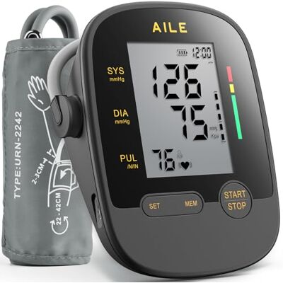 AILE Blood Pressure Monitors, Blood Pressure Machine Upper Arm Large Cuff(8.7"-16.5"), High Automatic BP Monitor Blood Pressure for Home Use, Manual Arm BP Machine, 2 * 99 Memory (Black) AILE Blood Pressure Monitors, Blood Pressure Machine Upper Arm Large Cuff(8.7"-16.5"), High Automatic BP Monitor Blood Pressure for Home Use, Manual Arm BP Machine, 2 * 99 Memory (Black)