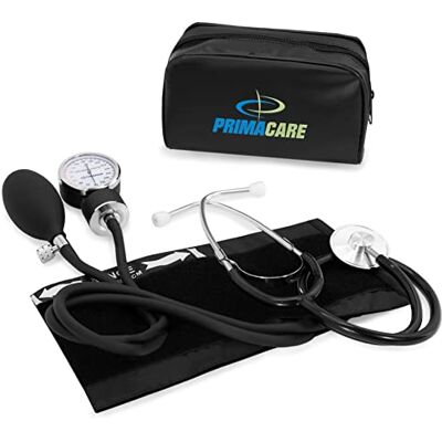 Primacare DS-9197-BK Professional Classic Series Manual Adult Size Blood Pressure Kit, Emergency Bp kit with Stethoscope and Portable Leatherette Case, Nylon Cuff, Black Primacare DS-9197-BK Professional Classic Series Manual Adult Size Blood Pressure Kit, Emergency Bp kit with Stethoscope and Portable Leatherette Case, Nylon Cuff, Black