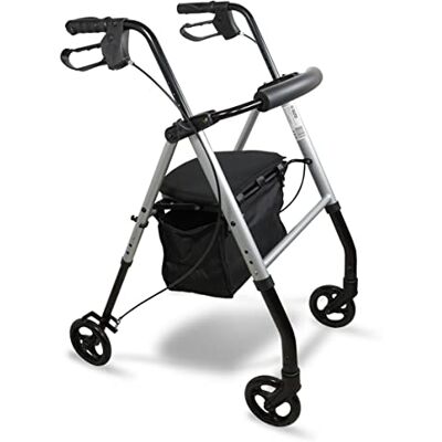 Aidapt Lightweight Folding Four Wheeled Rollator. 6" Wheels, Ergonomic Handle Brakes,Parking Brake,Fabric Padded Seat,Shopping Bag,Height Adjustable Handles&Legs,Flip Up Backrest,Aid,Elderly,Mobility Aidapt Lightweight Folding Four Wheeled Rollator. 6" Wheels, Ergonomic Handle Brakes,Parking Brake,Fabric Padded Seat,Shopping Bag,Height Adjustable Handles&Legs,Flip Up Backrest,Aid,Elderly,Mobility