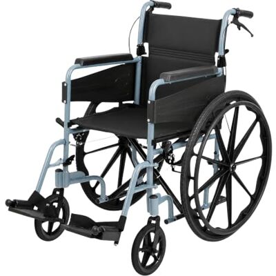 Days Self Propelled Folding Wheelchair – Lightweight Aluminium Wheelchair for Adults with Removable Footrests – Compact Mobility Aid for Travel and Daily Use – Silver/Blue Days Self Propelled Folding Wheelchair – Lightweight Aluminium Wheelchair for Adults with Removable Footrests – Compact Mobility Aid for Travel and Daily Use – Silver/Blue