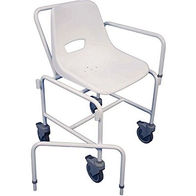 Aidapt Charing Mobile Shower Chair Wheeled Fixed Height,2 Braked Castors at Rear,Push Handle for Carer Easy Side Transfer Elderly,Disabled,Pregnancy SUPPLIED ASSEMBLED NO TOOLS REQUIRED Aidapt Charing Mobile Shower Chair Wheeled Fixed Height,2 Braked Castors at Rear,Push Handle for Carer Easy Side Transfer Elderly,Disabled,Pregnancy SUPPLIED ASSEMBLED NO TOOLS REQUIRED