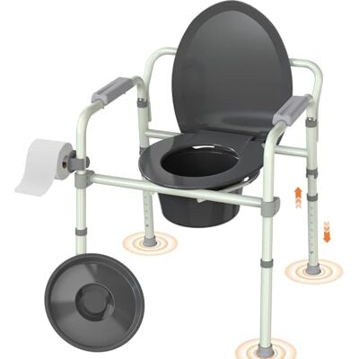 Luckfaith 4-in-1 Commode Toilet Chair for Elderly, Folding Bedside Commode Chair with Arms & Removable Bucket, Supports 348 lbs, Height Adjustable Portable Commode for Home Care & Recovery Luckfaith 4-in-1 Commode Toilet Chair for Elderly, Folding Bedside Commode Chair with Arms & Removable Bucket, Supports 348 lbs, Height Adjustable Portable Commode for Home Care & Recovery
