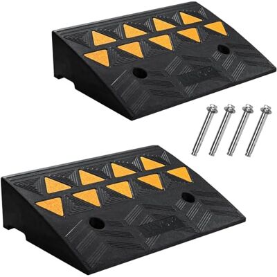 VEVOR Curb Ramp, 5" Height 2 PCS, Portable Rubber Threshold Ramps with Heavy-Duty 6800 lbs/3 T Load Capacity, Stable Grid Structure and Used for Driveway, Cars, Wheelchairs, Bikes, Motorcycles VEVOR Curb Ramp, 5" Height 2 PCS, Portable Rubber Threshold Ramps with Heavy-Duty 6800 lbs/3 T Load Capacity, Stable Grid Structure and Used for Driveway, Cars, Wheelchairs, Bikes, Motorcycles