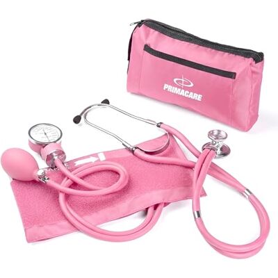 Primacare DS-9181-PK Professional Aneroid Sphygmomanometer and Sprague Rappaport Stethoscope, Manual Blood Pressure Kit with Cuff and Carrying Case, Pink Primacare DS-9181-PK Professional Aneroid Sphygmomanometer and Sprague Rappaport Stethoscope, Manual Blood Pressure Kit with Cuff and Carrying Case, Pink