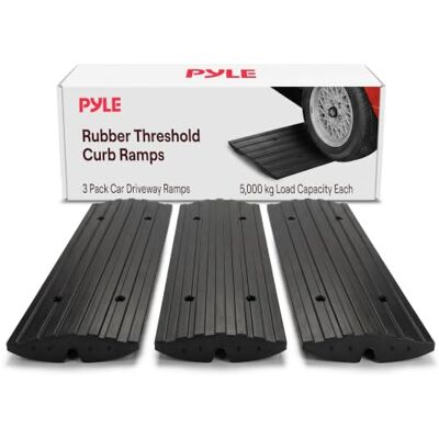 Pyle Heavy Duty Rubber Kerb Ramp Set – 3 Pack Threshold Curb Ramps for Car, SUV, Truck, Driveway, Garage & Loading Dock – High Strength, Non-Slip, Durable Vehicle Ramps Pyle Heavy Duty Rubber Kerb Ramp Set – 3 Pack Threshold Curb Ramps for Car, SUV, Truck, Driveway, Garage & Loading Dock – High Strength, Non-Slip, Durable Vehicle Ramps