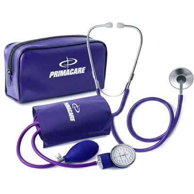 Primacare Medical DS-9197-PU Professional Classic Series Manual Adult Size Blood Pressure Kit, Emergency Bp kit with Stethoscope and Portable Leatherette Case, Nylon Cuff, Purple Primacare Medical DS-9197-PU Professional Classic Series Manual Adult Size Blood Pressure Kit, Emergency Bp kit with Stethoscope and Portable Leatherette Case, Nylon Cuff, Purple