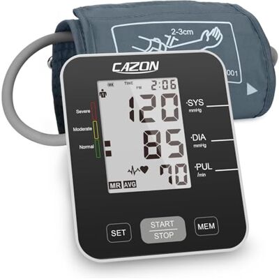 CAZON Blood Pressure Monitors Large Cuff Blood Pressure Machine BP Monitor Upper Arm BP Cuff for Home Use Heart Rate Hypertension Monitor, Cuff 22-40cm LCD Display (Black) CAZON Blood Pressure Monitors Large Cuff Blood Pressure Machine BP Monitor Upper Arm BP Cuff for Home Use Heart Rate Hypertension Monitor, Cuff 22-40cm LCD Display (Black)
