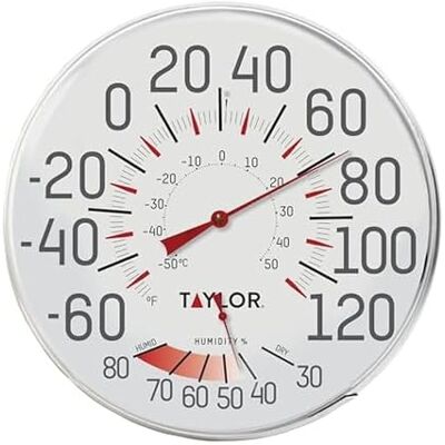 Taylor Precision Products Humidiguide Dial Thermometer (12-Inch), White, One Size Taylor Precision Products Humidiguide Dial Thermometer (12-Inch), White, One Size
