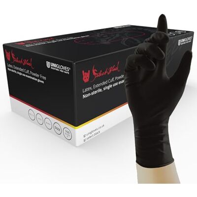 Unigloves Select Black Long Cuff - Latex Examination Gloves Unigloves Select Black Long Cuff - Latex Examination Gloves