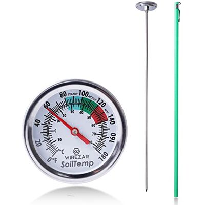 Yogyro Long Stem Compost Thermometer for Gardening Stainless Steel Testing Thermometer With 1.5" Dial Display Fahrenheit and Celsius Easily Monitor Temperature in Compost Heaps and Soil (16") Yogyro Long Stem Compost Thermometer for Gardening Stainless Steel Testing Thermometer With 1.5" Dial Display Fahrenheit and Celsius Easily Monitor Temperature in Compost Heaps and Soil (16")