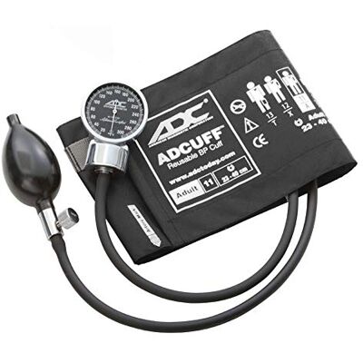 ADC Diagnostix 700 Premium Professional Pocket Aneroid Sphygmomanometer with uff Nylon Blood Pressure Cuff, Adult, Black ADC Diagnostix 700 Premium Professional Pocket Aneroid Sphygmomanometer with uff Nylon Blood Pressure Cuff, Adult, Black