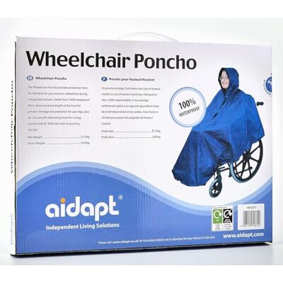 Aidapt Waterproof Wheelchair Poncho Full Weather Protection, Showers, Rain, Cold, Drawstring Hood, Elasticated Cuffs, Universal Sizing,Mobility,Elderly,Cape,Scooter,Coverall,Disability,Navy Blue Aidapt Waterproof Wheelchair Poncho Full Weather Protection, Showers, Rain, Cold, Drawstring Hood, Elasticated Cuffs, Universal Sizing,Mobility,Elderly,Cape,Scooter,Coverall,Disability,Navy Blue