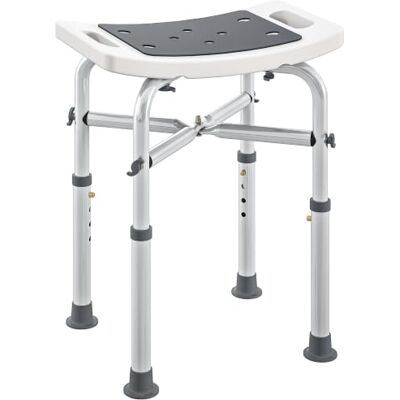 HOMCOM Shower Chair, Shower Stool for Elderly Disabled, Grey Adjustable Padded, Built-in Handle, Non-slip Suction Foot Pads HOMCOM Shower Chair, Shower Stool for Elderly Disabled, Grey Adjustable Padded, Built-in Handle, Non-slip Suction Foot Pads