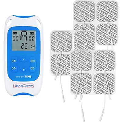 TensCare Perfect TENS + 12 E-CM5050V Clinically Proven TENS device. Perfect for Pain Management of Acute and Chronic Pains. Can be Used at Home or on the Go TensCare Perfect TENS + 12 E-CM5050V Clinically Proven TENS device. Perfect for Pain Management of Acute and Chronic Pains. Can be Used at Home or on the Go