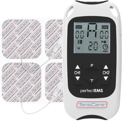 TensCare Perfect EMS 12 EMS and TENS Programmes for Muscle Strengthening and Conditioning as well as Pain Relief Management. Rehabilitate Muscle Injuries and Maintain Muscle Mass. Recover from Pains TensCare Perfect EMS 12 EMS and TENS Programmes for Muscle Strengthening and Conditioning as well as Pain Relief Management. Rehabilitate Muscle Injuries and Maintain Muscle Mass. Recover from Pains
