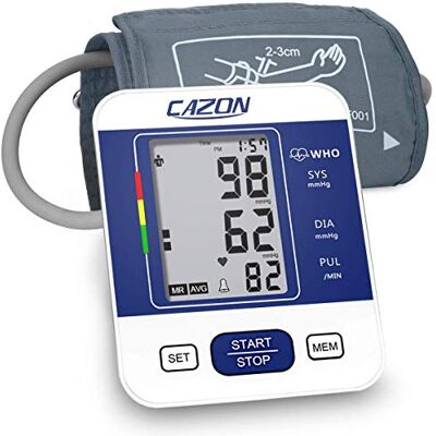 CAZON Blood Pressure Monitors Large Cuff Blood Pressure Machine BP Monitor Upper Arm BP Cuff for Home Use Heart Rate Hypertension Monitor, Cuff 22-40cm LCD Display (Blue) CAZON Blood Pressure Monitors Large Cuff Blood Pressure Machine BP Monitor Upper Arm BP Cuff for Home Use Heart Rate Hypertension Monitor, Cuff 22-40cm LCD Display (Blue)