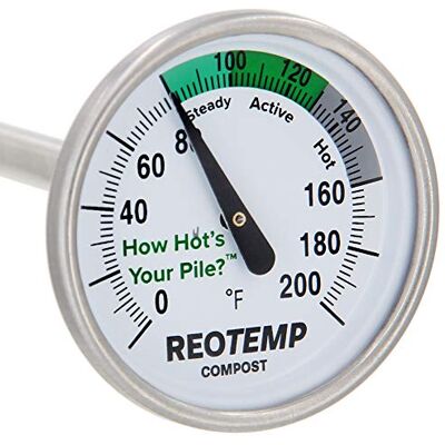 REOTEMP Backyard Compost Thermometer with PDF Composting Guide (Fahrenheit) (16 Inch Stem) REOTEMP Backyard Compost Thermometer with PDF Composting Guide (Fahrenheit) (16 Inch Stem)