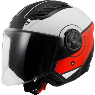 LS2 Open Faced Motorcycle Helmet. Airflow II ECE 22.06 COVER MATT WHITE RED-06 LS2 Open Faced Motorcycle Helmet. Airflow II ECE 22.06 COVER MATT WHITE RED-06