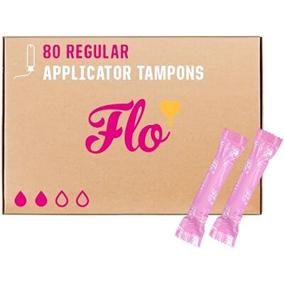 FLO Organic Cotton Applicator Regular Tampons – Absorbent, Soft, Smooth Applicator Regular w Tampons 80 Tampons Bulk Pack FLO Organic Cotton Applicator Regular Tampons – Absorbent, Soft, Smooth Applicator Regular w Tampons 80 Tampons Bulk Pack